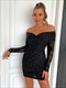 Black Off-Shoulder Bodycon Party Dress