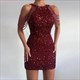 shimmering Party Dress: Off-Shoulder Sequin Elegance