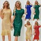 Vintage Sequin Fringe Dress Glamorous Partywear