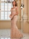 Sequin Suspender Long Evening Dress – Slim Fit Elegant Gown