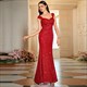 Sequin Suspender Long Evening Dress – Slim Fit Elegant Gown