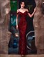 Tulle Prom Gown With Plunging Neckline And High Slit