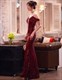 Tulle Prom Gown With Plunging Neckline And High Slit
