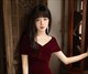 wine Red V-Neck Velour Evening Dress: Elegant Simplicity For Formal Occasions