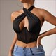 Mesh-Korsett-Bustier-Tanktop mit Kreuz-Halter und Bindeband-Wickelung