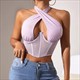 Mesh-Korsett-Bustier-Tanktop mit Kreuz-Halter und Bindeband-Wickelung