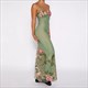 Sleeveless Print Suspender Dress V-Neck Slim Long Skirt