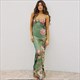 Sleeveless Print Suspender Dress V-Neck Slim Long Skirt
