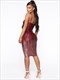 Skinny Sequined Cami Dress Backless Knee Length Party Wear