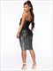 Skinny Sequined Cami Dress Backless Knee Length Party Wear