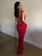 elegant backless draped dress for women - sleeveless bodycon clubwear, stylish tie back detail,00% polyester, semi-sheer, hand wash compliant