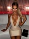backless plunging dress, club wear bodycon solid mini dress, women's clothing