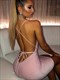 backless plunging dress, club wear bodycon solid mini dress, women's clothing
