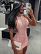 Tassel Patchwork Shiny Mini Dress With Backless Halter Design