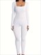 solid color casual yoga jumpsuit, square neck slim fit with thumb holes yoga bodysuit, women's activewear
