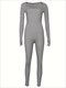 solid color casual yoga jumpsuit, square neck slim fit with thumb holes yoga bodysuit, women's activewear