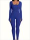 solid color casual yoga jumpsuit, square neck slim fit with thumb holes yoga bodysuit, women's activewear