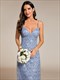 maxi long tulle sequin v neck spaghetti straps bridesmaid dress