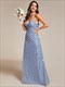 maxi long tulle sequin v neck spaghetti straps bridesmaid dress