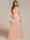 maxi long tulle sequin v neck spaghetti straps bridesmaid dress