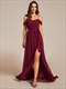 chiffon cold shoulder bowknot bridesmaid dress with side split