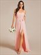 chiffon cold shoulder bowknot bridesmaid dress with side split