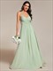 chiffon halter neck backless cross strap bridesmaid dress