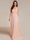chiffon halter neck backless cross strap bridesmaid dress