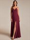 Chiffon Spaghettiträger Brautjungfer Kleid Mit Hohem Schlitz