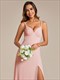 Chiffon Spaghettiträger Brautjungfer Kleid Mit Hohem Schlitz