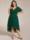 plus v-neck midi chiffon wedding guest dresses with ruffles sleeve
