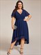 plus v-neck midi chiffon wedding guest dresses with ruffles sleeve