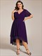plus v-neck midi chiffon wedding guest dresses with ruffles sleeve
