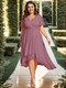 plus v-neck midi chiffon wedding guest dresses with ruffles sleeve