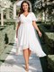 plus v-neck midi chiffon wedding guest dresses with ruffles sleeve
