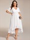 plus v-neck midi chiffon wedding guest dresses with ruffles sleeve