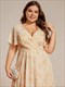 plus v-neck midi chiffon wedding guest dresses with ruffles sleeve