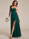 pleated backless one shoulder split tullee bridesmaid dresses