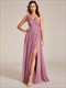 pleated backless one shoulder split tullee bridesmaid dresses
