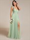 pleated backless one shoulder split tullee bridesmaid dresses