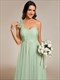pleated backless one shoulder split tullee bridesmaid dresses