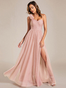 pleated backless one shoulder split tullee bridesmaid dresses