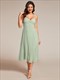 chiffon bownot neck midi lengthe wedding guest dress