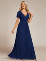 glittery v neck bowknot waist mesh fabrice evening dress