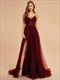 see through spaghetti strap high split tullee evening dress