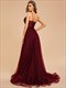 see through spaghetti strap high split tullee evening dress
