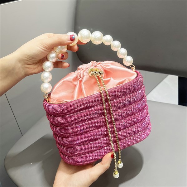 Pink Handle Rhinestones Evening Clutch Bag Purses And Handbag Luxury ...
