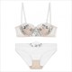 Florale Stickerei Spitze Dessous-Set - dünner atmungsaktiver Push-Up-BH mit Bügeln