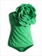Damen 3D Blumen-Applikation One-Shoulder schlanker Bodysuit