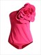 Damen 3D Blumen-Applikation One-Shoulder schlanker Bodysuit